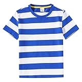 半袖Ｔシャツ ボーダー 男の子 夏 女の子 インナー 春夏 スポーツ カジュアル クルーネック トップス 人気 面白い 快適 通気性 プリント 子ども服 萌え バックプリント 子供服 服 小学生 幼稚園 春 ダンス ジュニア(100,ブルー)