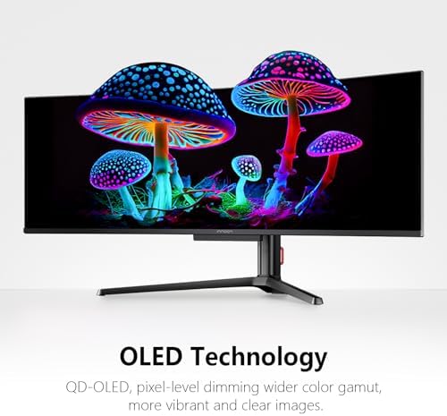 INNOCN 49" 49Q1S OLED Curved Gaming Monitor 5120 x 1440p 240Hz, 0.03ms, USB Type C 90W, HDMI 2.1, DisplayPort, USB Hub, Surrounding Speakers, Adaptive-Sync, Height Adjustable Stand, Black Electronics - Size : 49 Inch - Style : WDQHD 240Hz Product Image