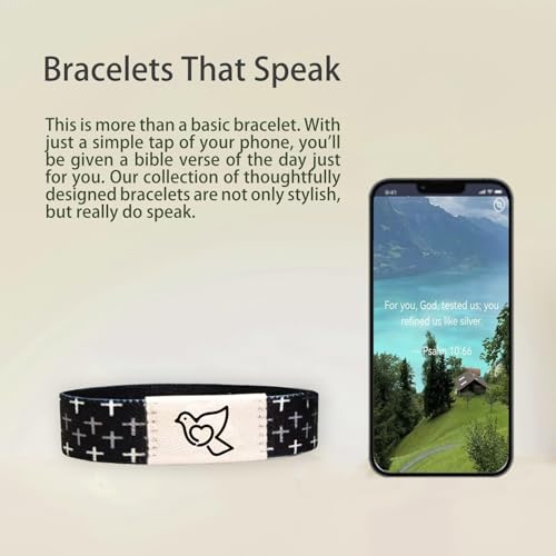 Zehiseta Bible Verse Bracelets With NFC, Daily Bible Verse Bracelet, Wearable Christian Wristbands Gifts For Men Women(black) by Zehiseta - Used condition - Image 7