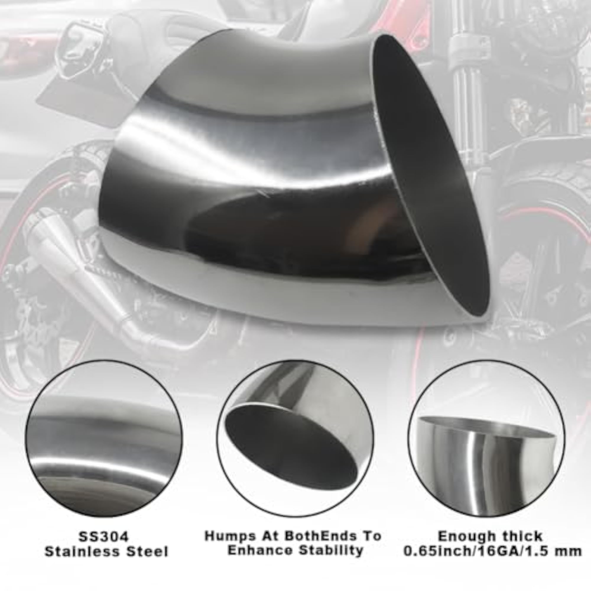 4pcs 45 Degree SS304 Stainless Steel Bend Tube Exhaust Elbow Pipe