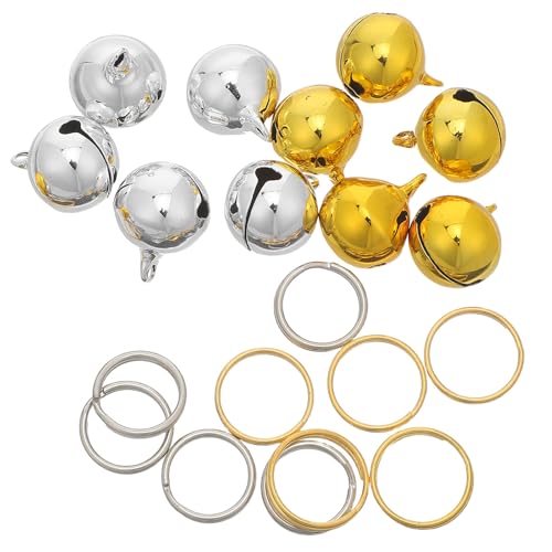 MALUGOGO 10pcs Metal Pet Collar Bell Charm with Key Ring for Cat Tracking