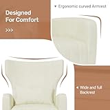 Hawthyhome Relaxsessel/Einzelsofa/Fernsehsessel/Ohrensessel mit Kopfkissen und Gold Metallfüßen aus Samt bis 130kg Schlafzimmer Wohnzimmer Beige