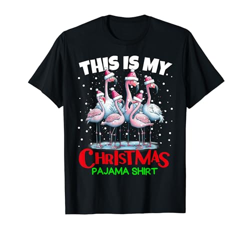 This is my Christmas Pajama shirt Cute Flamingo Santa Kids T-Shirt