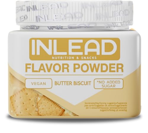 INLEAD - Flavor Powder | Kalorienarmes Geschmackspulver | zum Süßen von Quark & Joghurt | Perfekt zum Backen | Kalorienarm & Zuckerfrei | Flavour Pulver - 50 Portionen - 250g (Butter Biscuit)