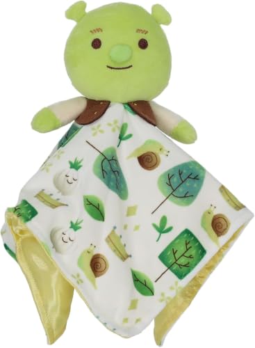 Image of Shrek Blanky - Plush Shrek Head with Embroidered Facial Details - Made with Super Soft & Snuggly Material & Satin Underlay - Perfect for Nap Time or Loveable Gift for Baby Boys & Girls (Pack of 12)