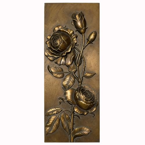 EvruCexul Vintage Floral Wall Sculpture, Antique Bronze Resin Wall Art with Ornate Botanical Design, Decorative Wall Plaque for Elegant Home Décor (Rose)