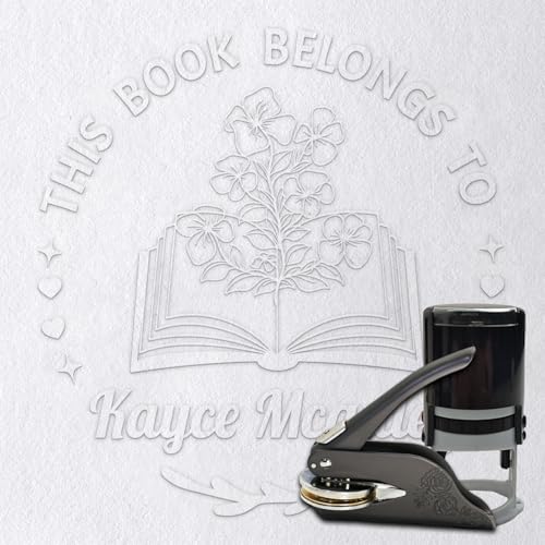 ORYG Custom Book Embosser - Personalized Book Embosser with Your Text or Design - A Wonderful Gift for Writers, Book Lovers, Book Clubs & Collectors (Initials and Text)