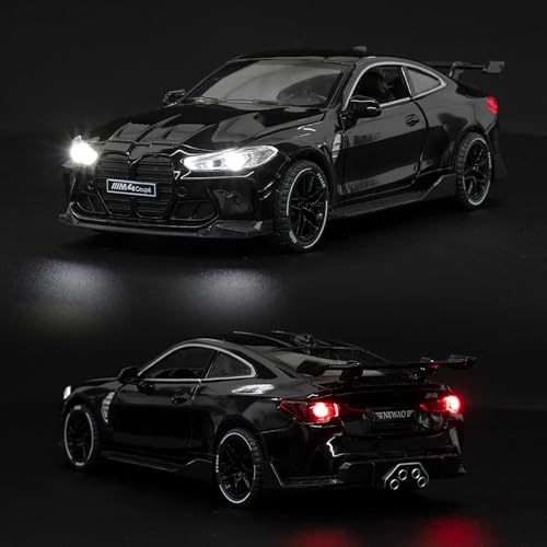 ERBADIHAGO Toy Cars Compatible for M4（M Performance Parts） 1/32 Metal Model Car Pull Back Car Toys with Light and Sound Toys Car Collectible Model for Children Age 3 + Year Old (Black) by ERBADIHAGO - Image 2
