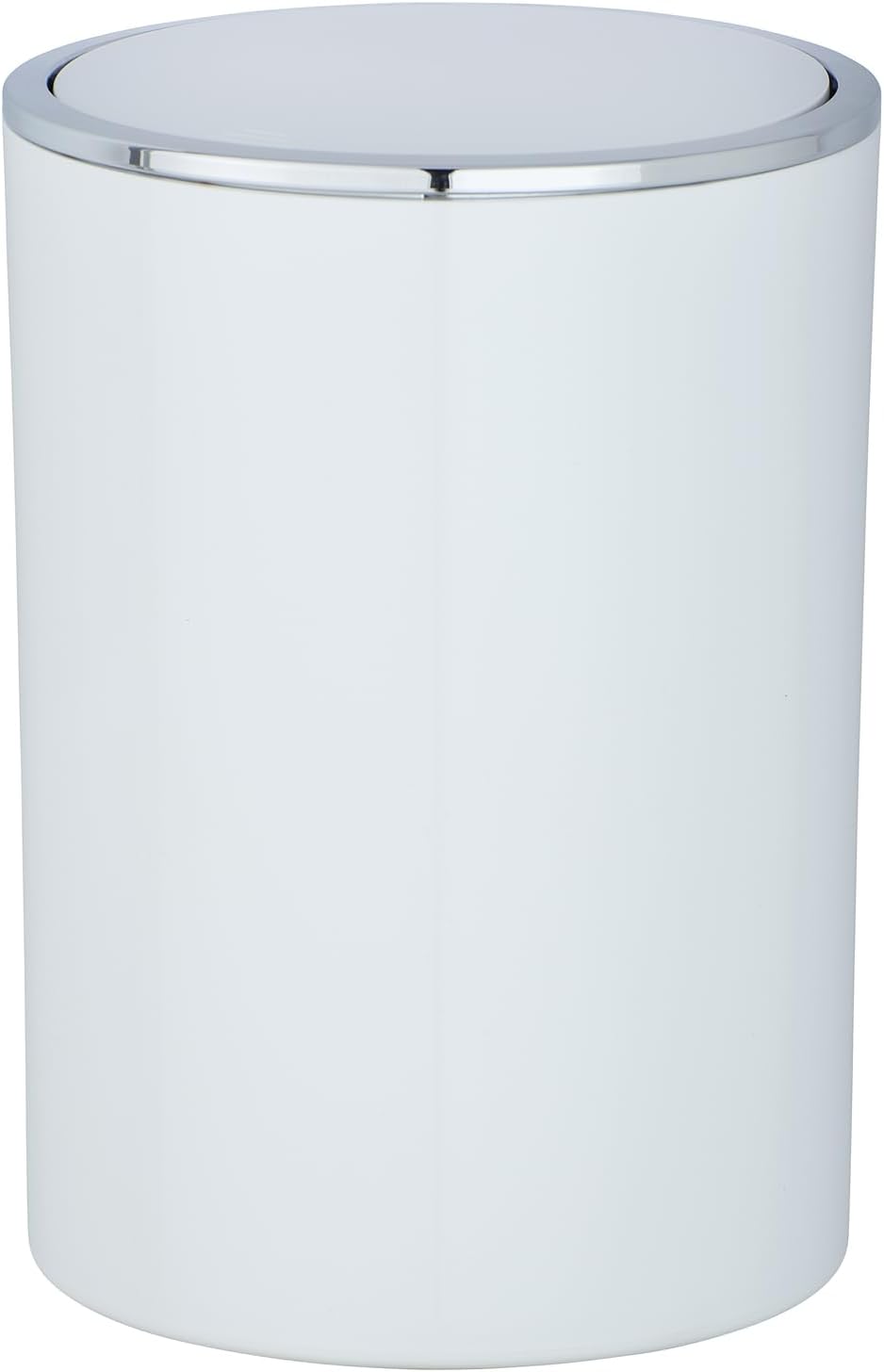 WENKO Inca Trash Can with Lid, Waste Bin with Swing Lid, Small Trash Can, Mini Trash Can, Small Garbage Can, Small Waste Basket, 1.3 Gal, Ø 7.28 x 10.04 in, White