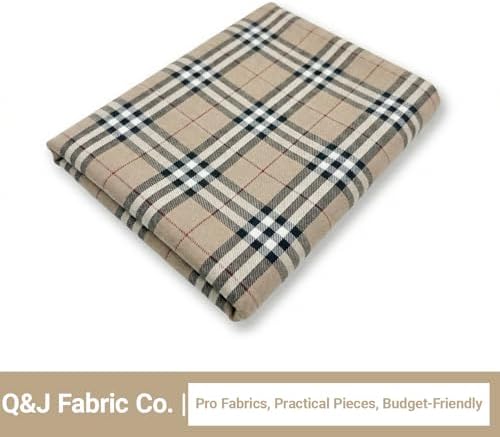 Q&J Fabric Co. 1 Yard x 57Inch Plaid Fabric,Gingham Fabric by The Yard, 4.42 oz/yd²,Checkered Cloth Tartan Poly-Cotton Material for Crafts,Quilting, Apparel,Tablecloths,DIY Decor (Beige) — view 7