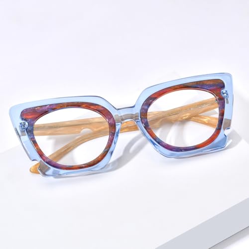 Image of HEPIDEM Gradient Multicolor Acetate Glasses Frame Women Big Oversize Eyeglasses 2023 New Spectacles Eyewear