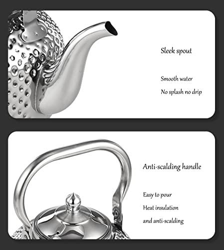 Whistle Teapot Stovetop Food Grade Stainless Steel Kettle, Quick Boil, With Anti-Scald Handle And Lid, 2.1 Quart, Tea Strainer Included For Easy Tea, Coffee, Gold, 2L #TOP6
