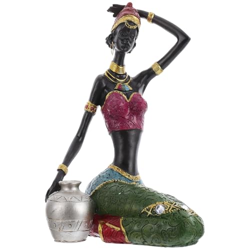 TOYANDONA Statue Peinte la Main Figurine Africaine en Résine 11X10X19 CM Ornement Décoratif pour Bureau et Décoration Intérieure Ethnique