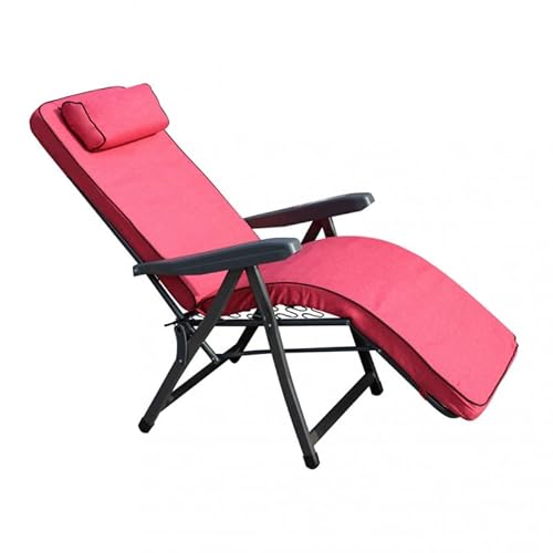 Tomaino - Sedia Sdraio Imbottita Per Interno ed Esterno - Poltrona Reclinabile Per un Perfetto Relax - Comoda e Pieghevole Ideale in Casa, Giardino, Terrazzo (automatica, rossa)