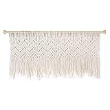 POFEIKTS Boho Macrame Valance Curtain for Kichen Farmhouse Window Valance with Bead Short Doorway Cu