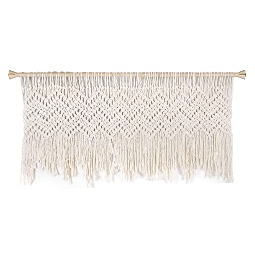 Pofeikts Boho Macrame Valance Curtain For Kichen Farmhouse Window Valance With Bead Short Doorway Curtains Valance Wall Hanging Treatments 47X22Inch For Bedroom Livingroom Kitchen Bathroom Wall Decor #TOP28