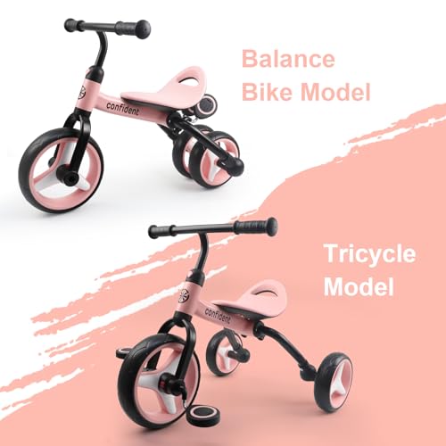 YGJT 4 in 1 Tricycle for Toddlers Age 2-5, Folding Kids Trike Tricycles Toddler Bike with Adjustable Seat and Removable Pedal, Baby Balance Bike Ride-on Toys Gift for Baby Boys Girls Birthday - Thumbnail 4