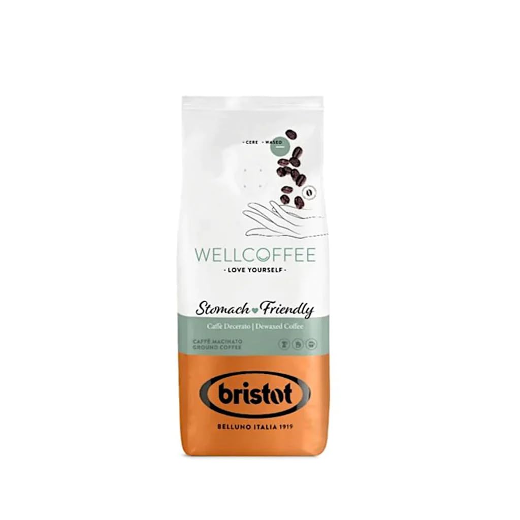 Bristot Wellcoffee Dewaxed – Low-Acid Italian Ground Espresso – Medium Roast Coffee for Moka Pot, French Press & Pour Over – 7.05 oz (200g) (Pack of 2)