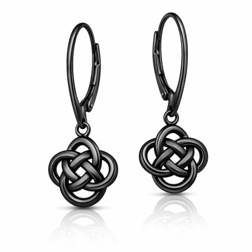925 Sterling Silver Celtic Love Knot Infinity Leverback Earrings for Women – Hypoallergenic Dangle Drop Flower Eternity Irish Jewelry, Gift for Her