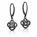 Sterling Silver Love Knot Flower Dangle Leverback Earrings