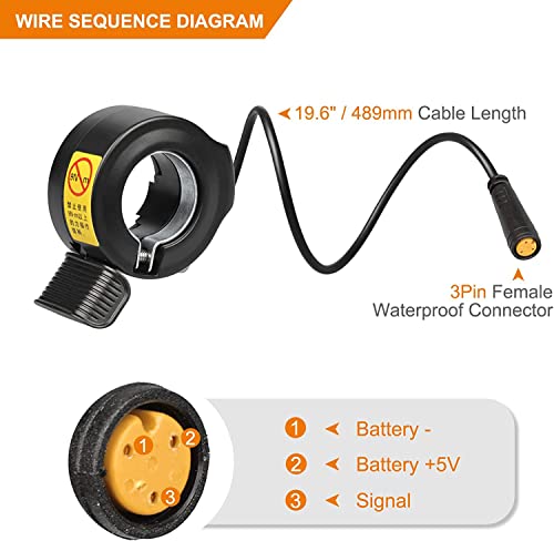 Bafang Thumb Throttle For Motor Kit : Compatible Mid Drive Electric Bike Conversion Kit Bbs01 Bbs02 Bbshd Bbs03 Bbs02B Motor, Waterproof 3Pin Female Thumb Throttle Accelerator For Ebike #TOP1