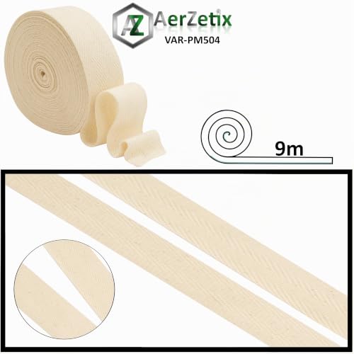 Miniatura 3 de Aerzetix - C77600 - Cinta Galón Sarga De Espiga 9 Metros X 30mm - En Algodón - Color Crudo