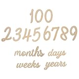 LOORGVEL Holz Meilensteinkarten Satz Selbstgemacht Monatskarten für Babyfotos Langlebige Gedenkkarten Zur Babyparty und Kinderzimmerdeko