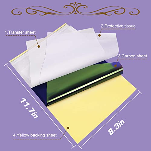 Cinra Tattoo Transfer Paper, 30 Sheets Tattoo Stencil Transfer Paper Tattoo Thermal Stencil Paper 4 Layers 8 1/2" X 11" Tattoo Copy Carbon Tracing Paper For Tattooing, A4 Size #TOP1