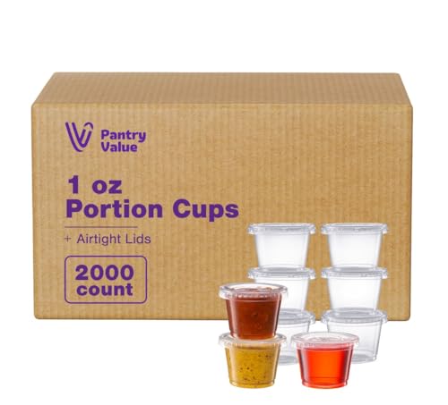 Pantry Value 1 oz. Plastic Cups with Lids [2000 Count] Desserts Containers