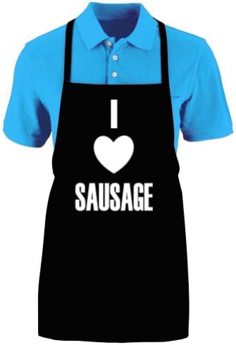 Funny "I LOVE SAUSAGE" Medium Length Kitchen Unisex Apron for Men, Women & Teens