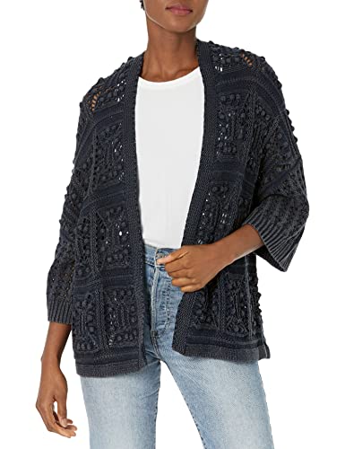 Lucky Brand Women's Crochet Cardigan, Dark Denim Acid Wash, Large #TOP19