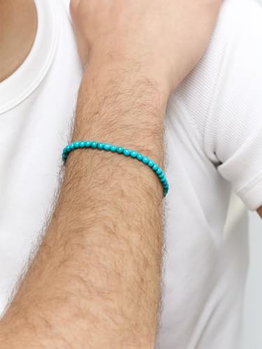 MATEO New York, 4mm Round Turquoise Beaded Bracelet - 8.5" Length — view 3