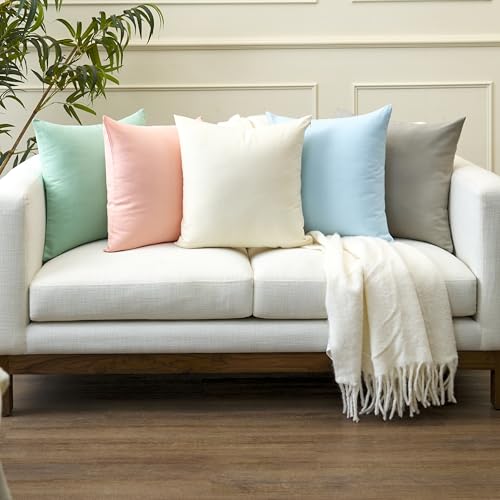 Encasa XO Throw Pillow Covers 20x20 in Set of 2 White | No Inserts | Cotton Pillow Covers for Living Room, Bed, Sofa, Couch | Decorative Cushion Covers with Improved Zipper by Encasa XO - Used condition - Image 8