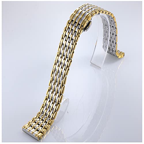 WangSiwe Uhrenarmband, Schmetterlingsschnalle, Massives Edelstahlarmband, 12 Mm, 14 Mm, 16 Mm, 18 Mm, 20 Mm, 22 Mm, Armbandzubehör (Band Color : Rose Gold, Band Width : 12 Mm)/18Mm/Silber Gold Cover