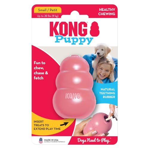 Keyoung Kong - Welpenspielzeug aus Naturkautschuk, zum Kauen, Jagen und Apportieren - für kleine Welpen - Rosa