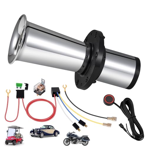 Ooga Horn 12V Kit, Antique Classic Car Hot Rod Aooga Ahooga Horn with Wire and Button, Banhao OOGA Air klaxon Vintage Old Style School for Truck Golf Cart Car