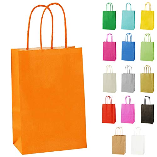 Thepaperbagstore 10 Orange Extra Small Paper Party Bags, Gift and Sweet Bags with Twist Handles - 140x210x80mm