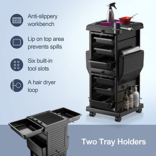K-Salon Professional Locking Hair Salon Trolley Rolling Cart with 6 Drawer by K-Salon - Image 2