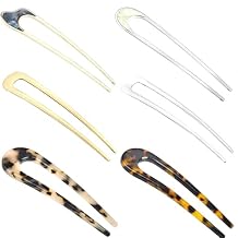 6 Pcs U Shaped French Hair Pins Elegant Hair Pins Vintage Metal Hair Pin Plastic Hair Fork for Buns Hair Styling Accessories for Women
