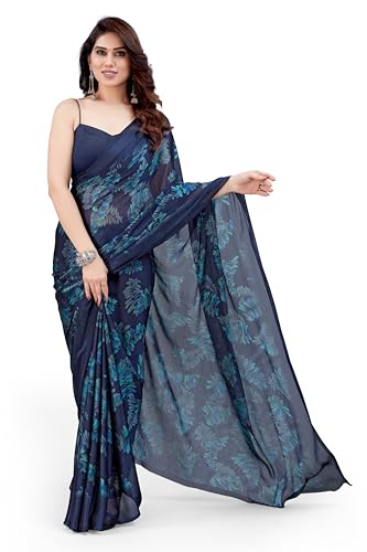 Image of MIRCHI FASHION Women's Ready to Wear 1 Minute Drape Chiffon Printed Saree with Blouse Piece