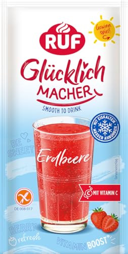 RUF Glücklichmacher Smooth to Drink Erdbeere, Getränkepulver mit Erdbeere & Vitamin C, fruchtiger Genuss zum Anrühren, unterstützt das Immunsystem, ideal für Smoothies, Shakes & Bowls
