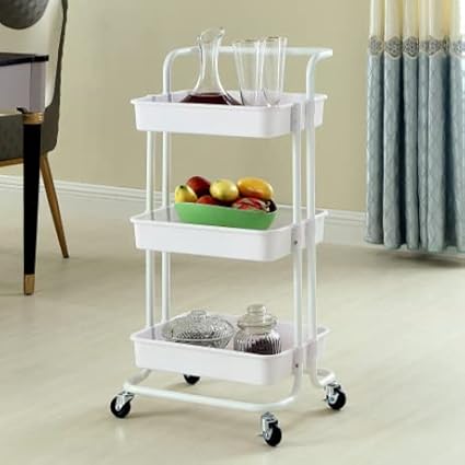 Amazon Co Jp キッチンワゴン ワゴン 3段キッチンワゴン 耐荷重60kg 幅42 奥行35 高さ87cm 収納カート 調味料ラック バスケットラック 収納ワゴン 大容量 組立簡単 おしゃれ キャスター付き キッチンラック キャスターラック 収納ラック キャスターラック スリムラック