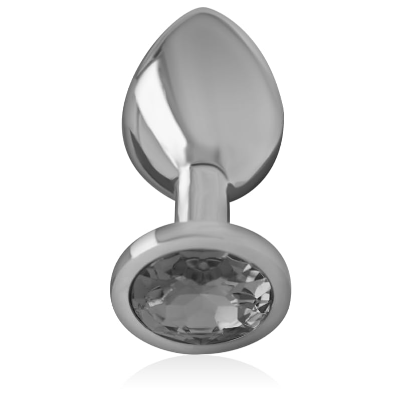 Plug anal en métal avec grand cristal noir facetté Intense L