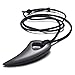 Men's Stainless Steel Pendant Necklace Adjustable Black Wolf Teeth Tribal (with Gift Bag)