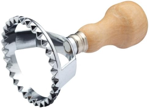 KitchenCraft World of Flavours Ravioli Cutter, Round, 6.5 x 6.5 x 10 cm with Professional Pastry Cutter Wheel/Dough Slicer, Stainless Steel, 17 cm