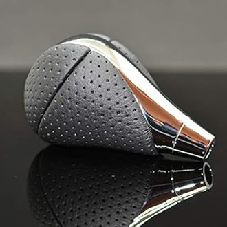 Perforated Leather Chrome Gear Shift Knob Stick Shifter for Lexus ES300h ES350 GS300 GS350 GS430 GS450h GS460 is-F IS250 IS300 IS350 LS460 LS600h RX350 RX450h (Punched Black Leather/Chro