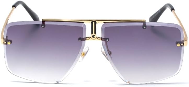 Junsika Oversized Square Rimless Sunglasses for Men Fashion Retro Designer Shades Sunglasses - Image 2