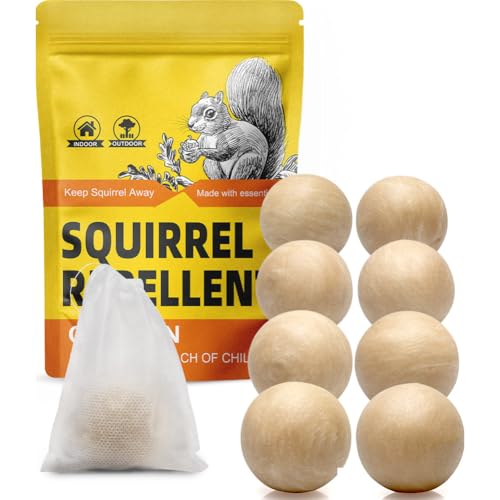Squirrel Repellent Outdoor, Chipmunk Repellent Outdoor, Squirrel Deterrent for Garden, Squirrel Away, Squirrel Repellent for Attic, Keep Squirrels Out of Potted Plants, Safe for Family & Pets-8Packs