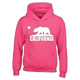 Shop4Ever California White Bear Hoodies Republic of CA Sweatshirts X-Large Heliconia Pink 1