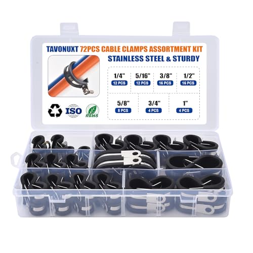 Tavonuxt 72PCS Cable Clamps Assortment Kit, 7 Sizes (1/4